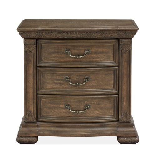Traditional 3-Drawer Nightstand with USB Port
