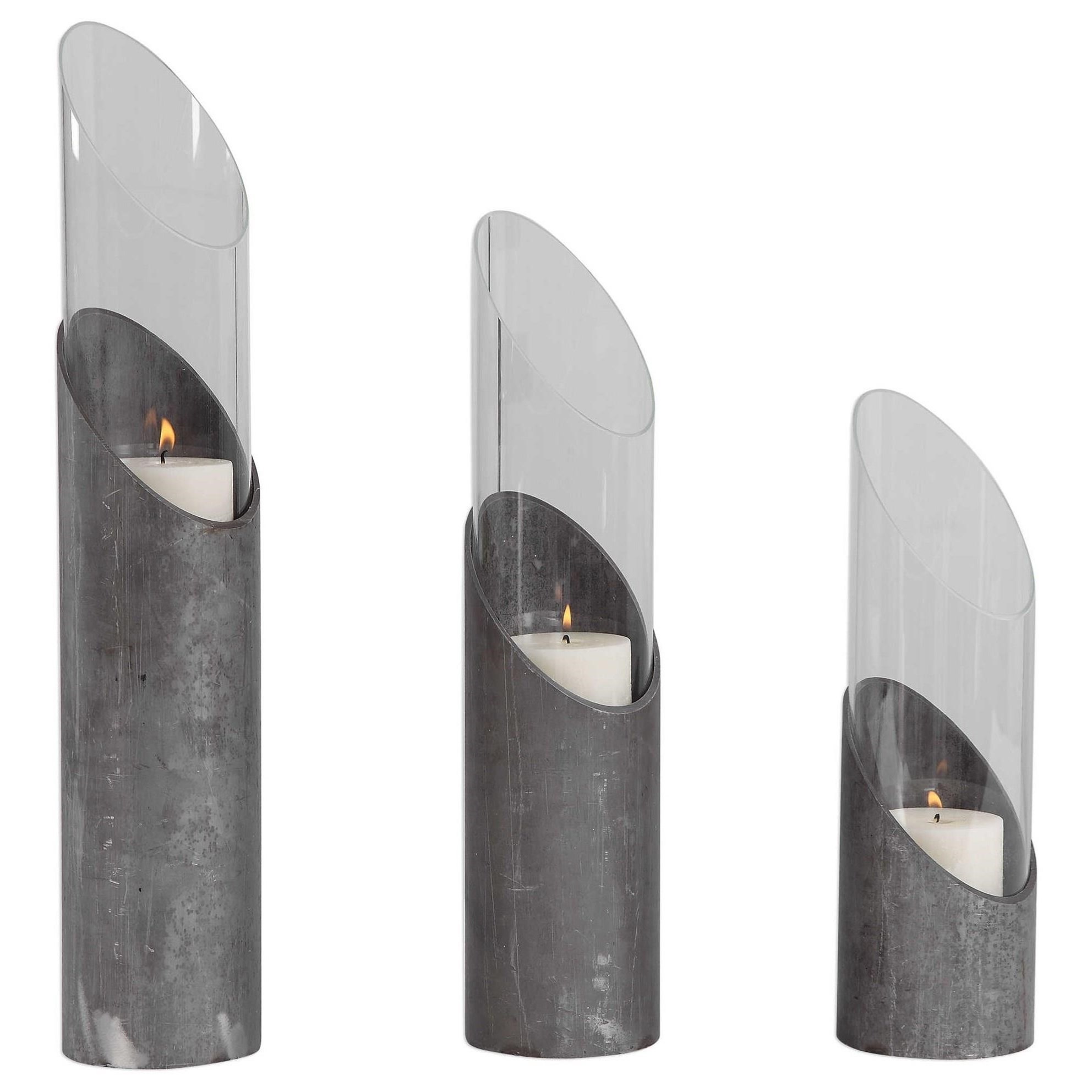 Karter Iron &amp; Glass Candleholders (Set of 3)