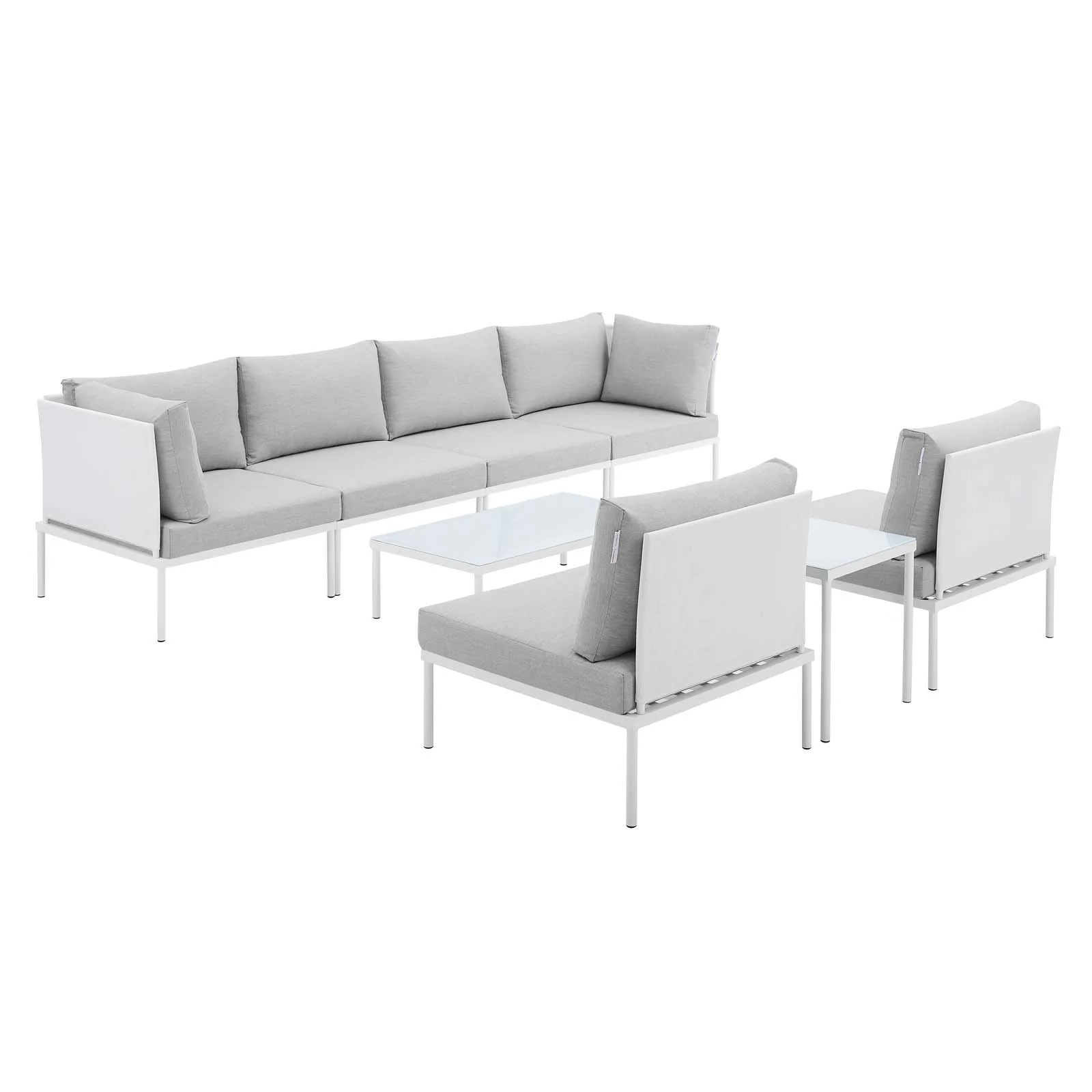 Modway Harmony EEI4944WHIGRYSET Outdoor 8Piece Aluminum Sectional