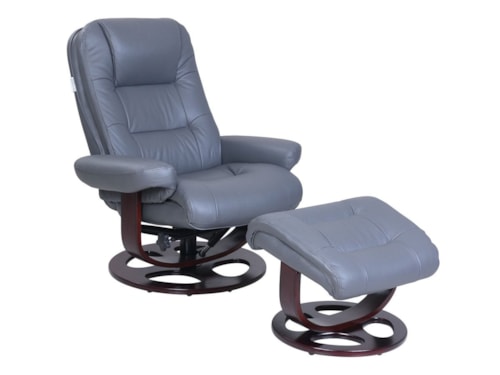 Casual Swivel Recliner and Ottoman Set with Wood Base