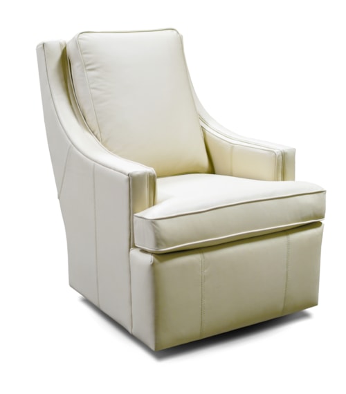 Transitional Swivel Chair with Sloped Arms