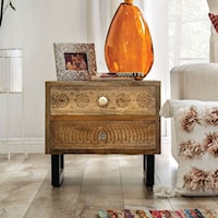 Boho Solid Wood Hand-Carved Nightstand