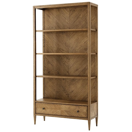 Transitional Open Bookcase with Drawer