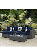 Modway Sojourn 5 Piece Outdoor Patio Sunbrella® Sectional Set - Gray