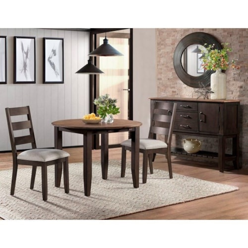 Transitional 3-Piece Dining Set with Drop Leaf Table