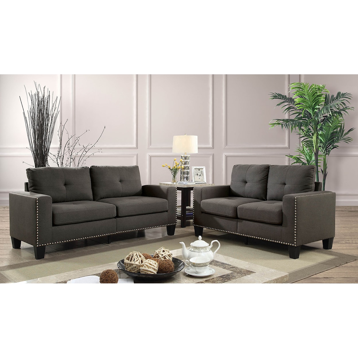 Furniture of America Attwell Sofa and Loveseat Set