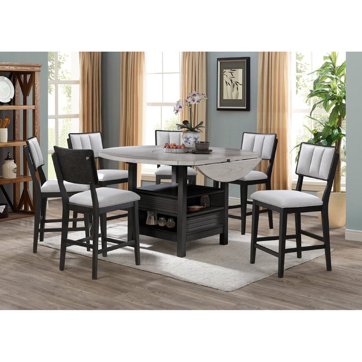 Crown Mark CLINE 7-Piece Counter Height Dining Set