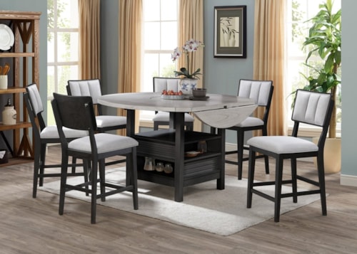7-Piece Farmhouse Counter Height Dining Set
