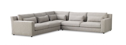 Casual 3-Piece Sectional Loveseat with Track Arms