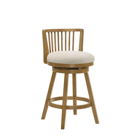 Uph. Spindle-Back Swivel Counter Stool