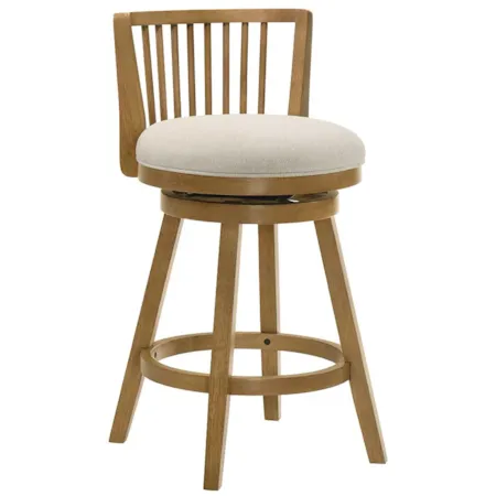 Uph. Spindle-Back Swivel Counter Stool
