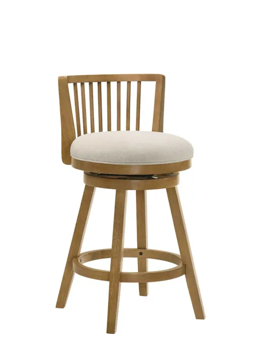 Modern Farmhouse Upholstered Spindle-Back Swivel Counter Stool