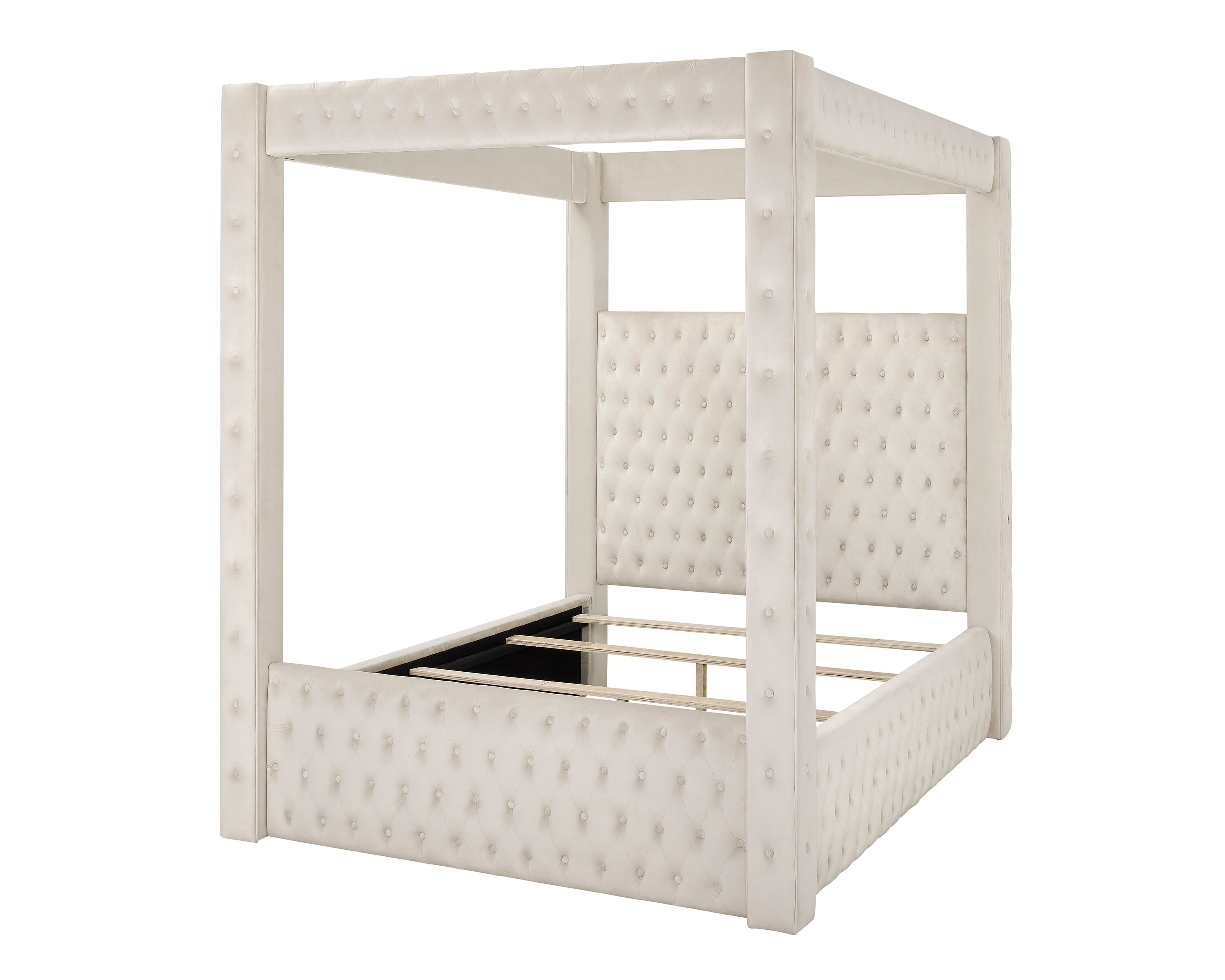 Crown Mark Annabelle Queen Canopy Bed - Ivory