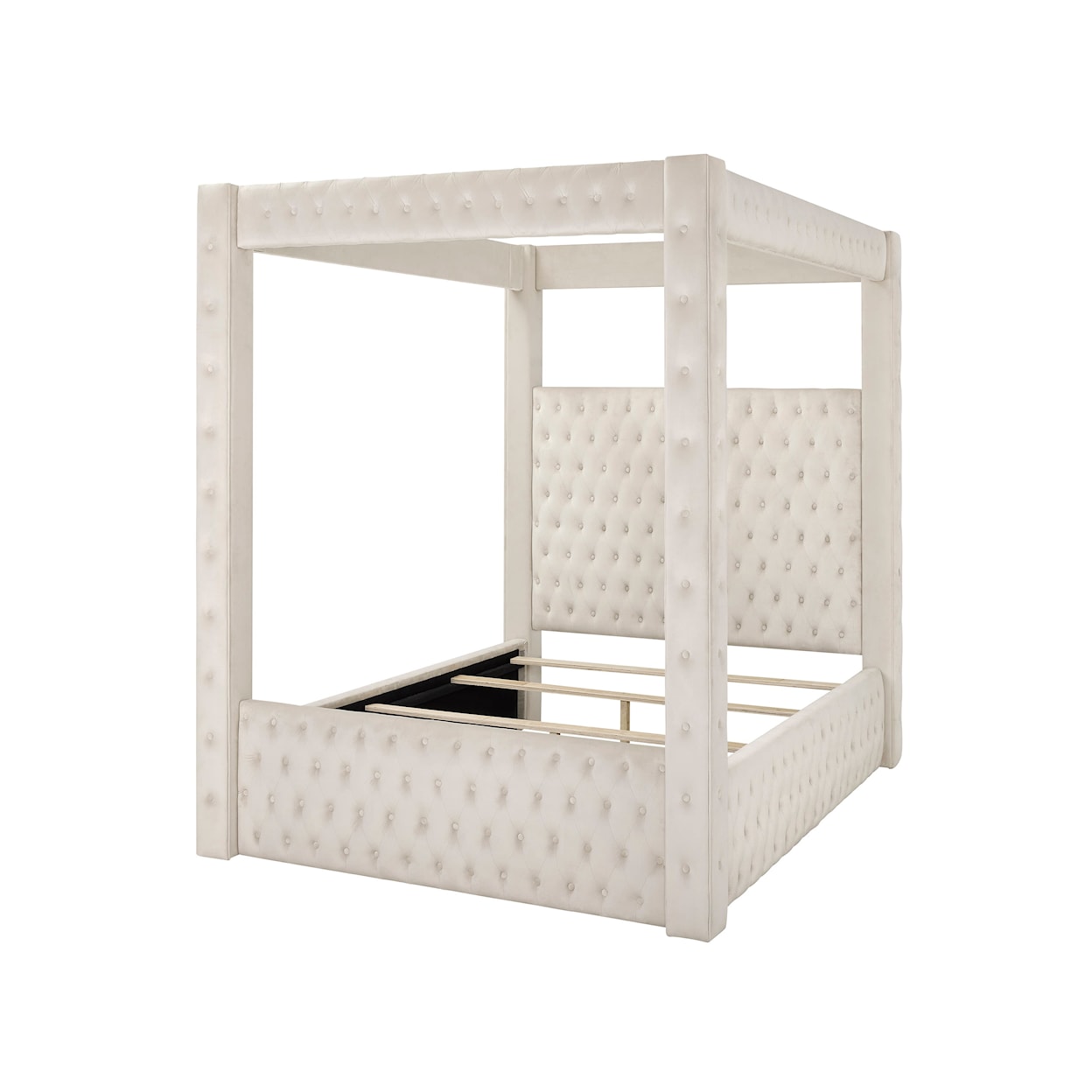 Crown Mark ANNABELLE King Canopy Bed - Ivory