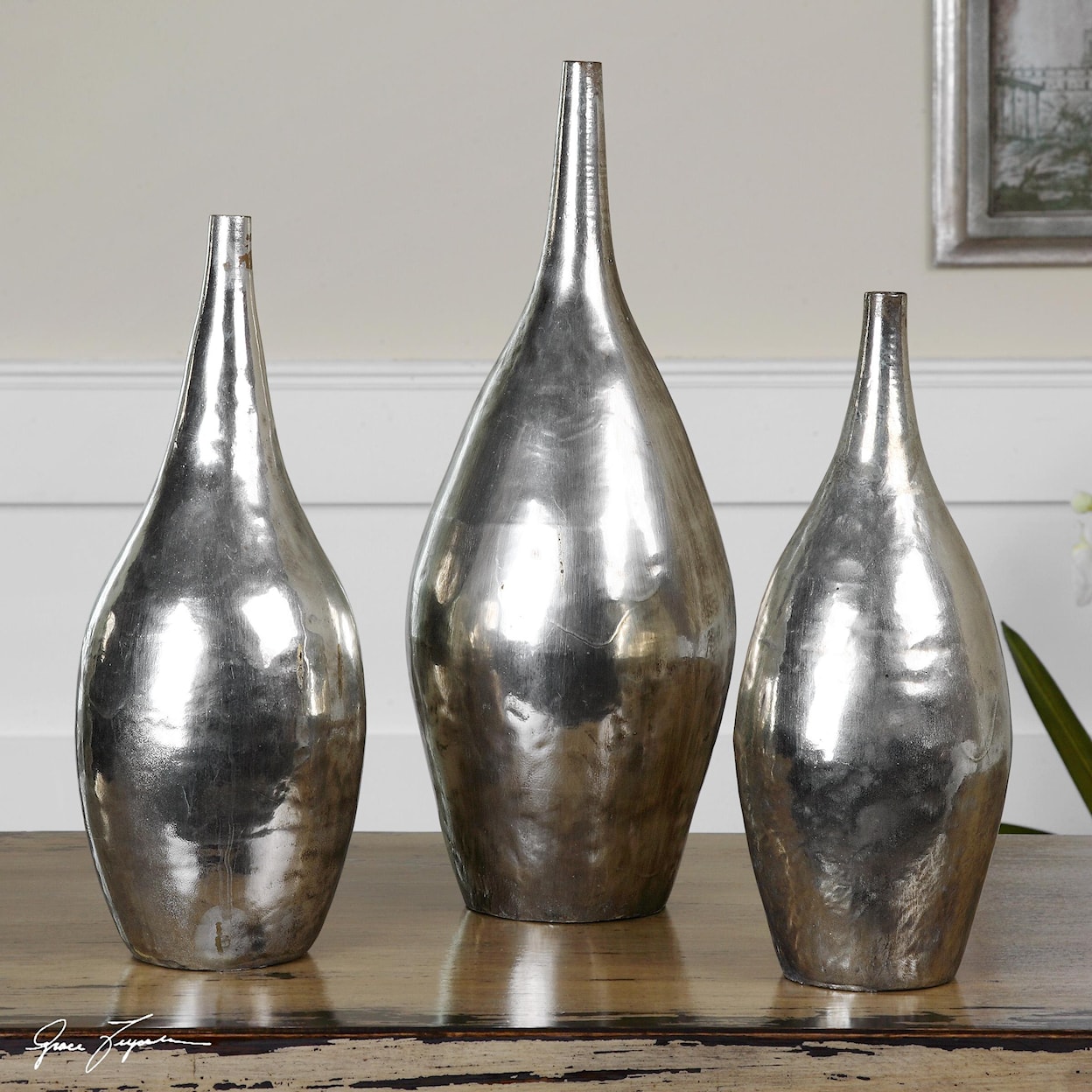 Uttermost Accessories - Vases and Urns Rajata Silver Vases Set of 3