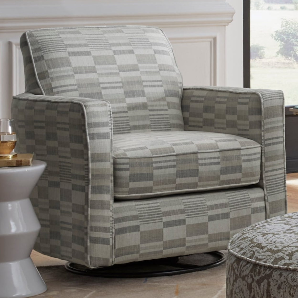 Fusion Furniture 7000 MISSIONARY RAFFIA Swivel Glider Chair