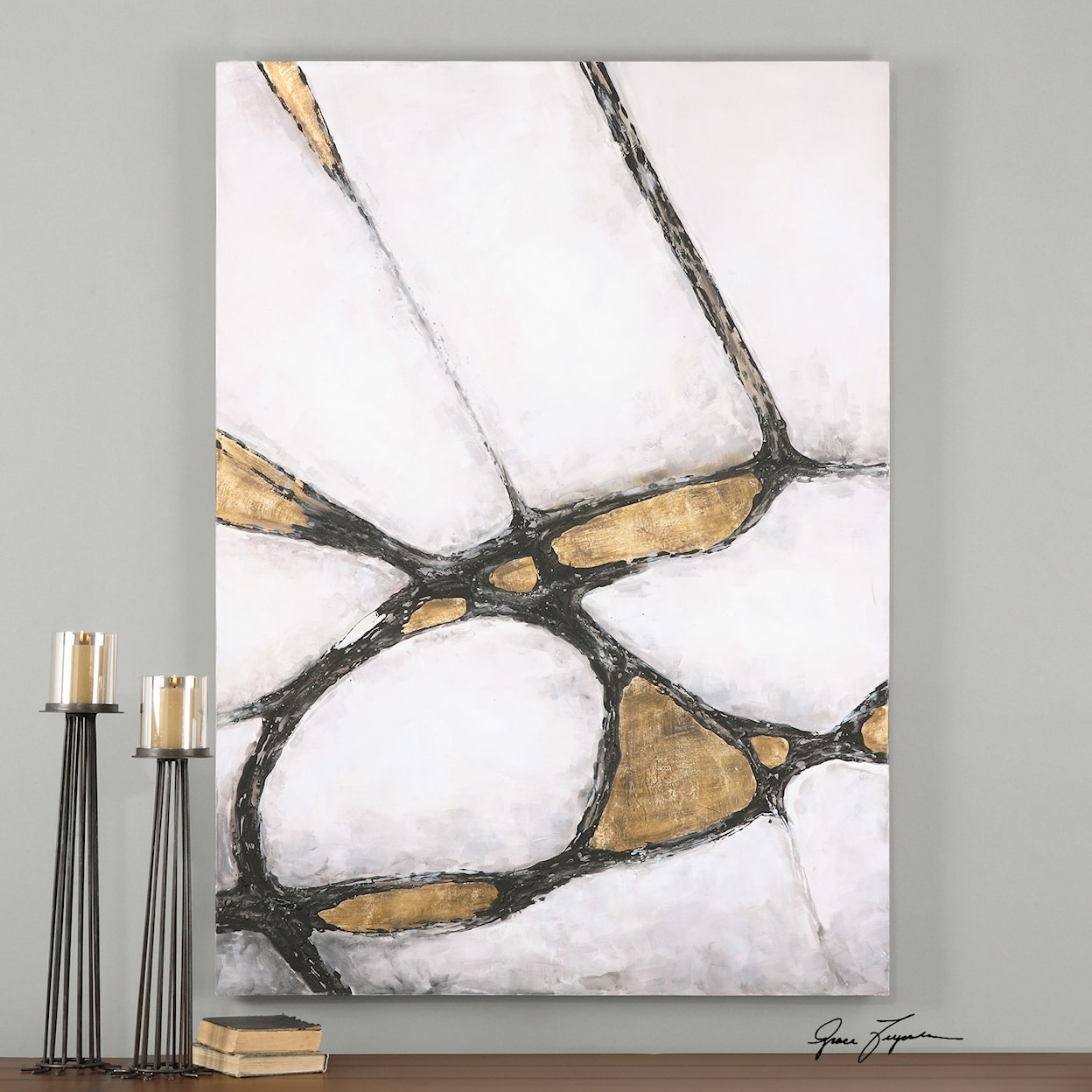Uttermost Art Abstract Art In Gold And Black