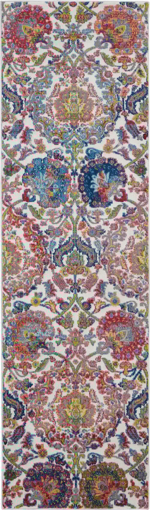 2'4" x 8' Ivory/Blue Runner Rug