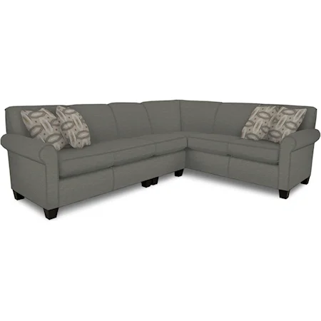 Transitional L-Shaped Sectional with Rolled Arms