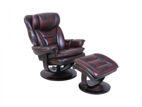 Casual Swivel Recliner and Ottoman Set with Pillow Arms