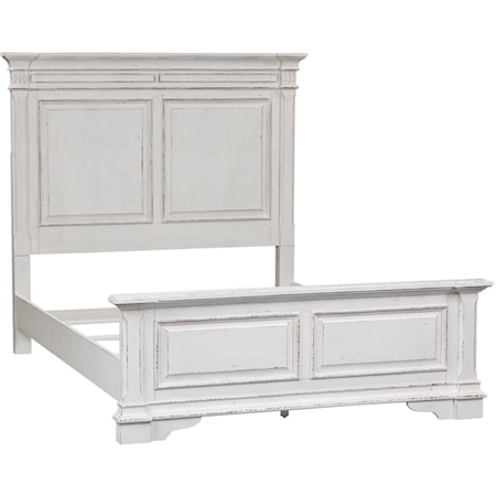 Traditional Queen Panel Bed with Heavy Crown Molding