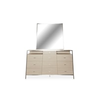Contemporary 10-Drawer Dresser & Mirror