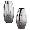 Signature Design by Ashley Accents Dinesh Silver Finish Vase Set