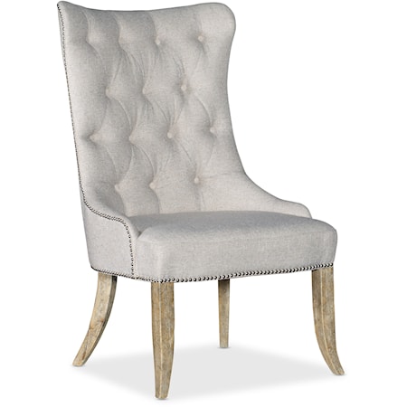 Traditional Button-Tufted Dining Chair with Nail-Head Trim