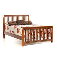 Transitional California King Slat Bed in Cherry Finish