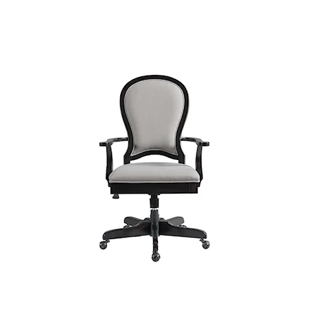 Traditional Round Back Uph Desk Chair with Adjustable Height