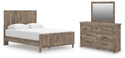 Queen Panel Bed, Dresser And Mirror