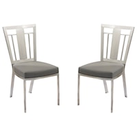 Contemporary Dining Chairs In Gray and Stainless Steel - Set of 2