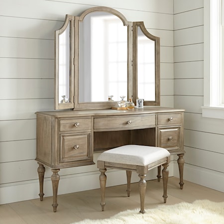 5-Drawer Vanity Desk Set