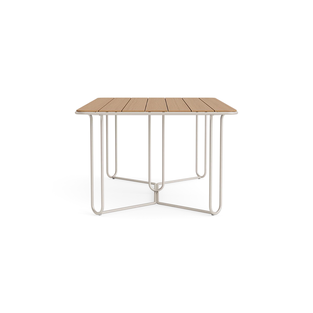 77" Rect. Aluminum Dining Table w/Teak Top