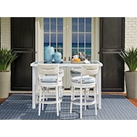 Outdoor Coastal 5-Piece Dining Set with Bar-Height Stools