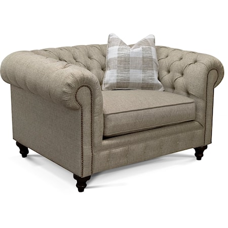 Traditional Chesterfield Accent Chair with Nailhead Trim