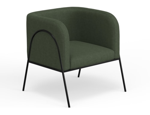 Contemporary Upholstered Barrel Armchair with Metal Legs