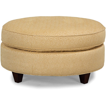 Contemporary Round Cocktail Ottoman with Tapered Legs
