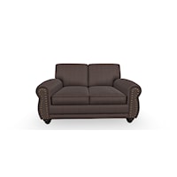 Casual Leather Loveseat with Nailhead Trim