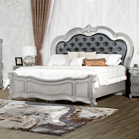 Traditional King Panel Bed with Tufted Headboard