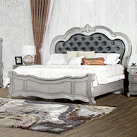 Traditional Queen Panel Bed with Tufted Headboard