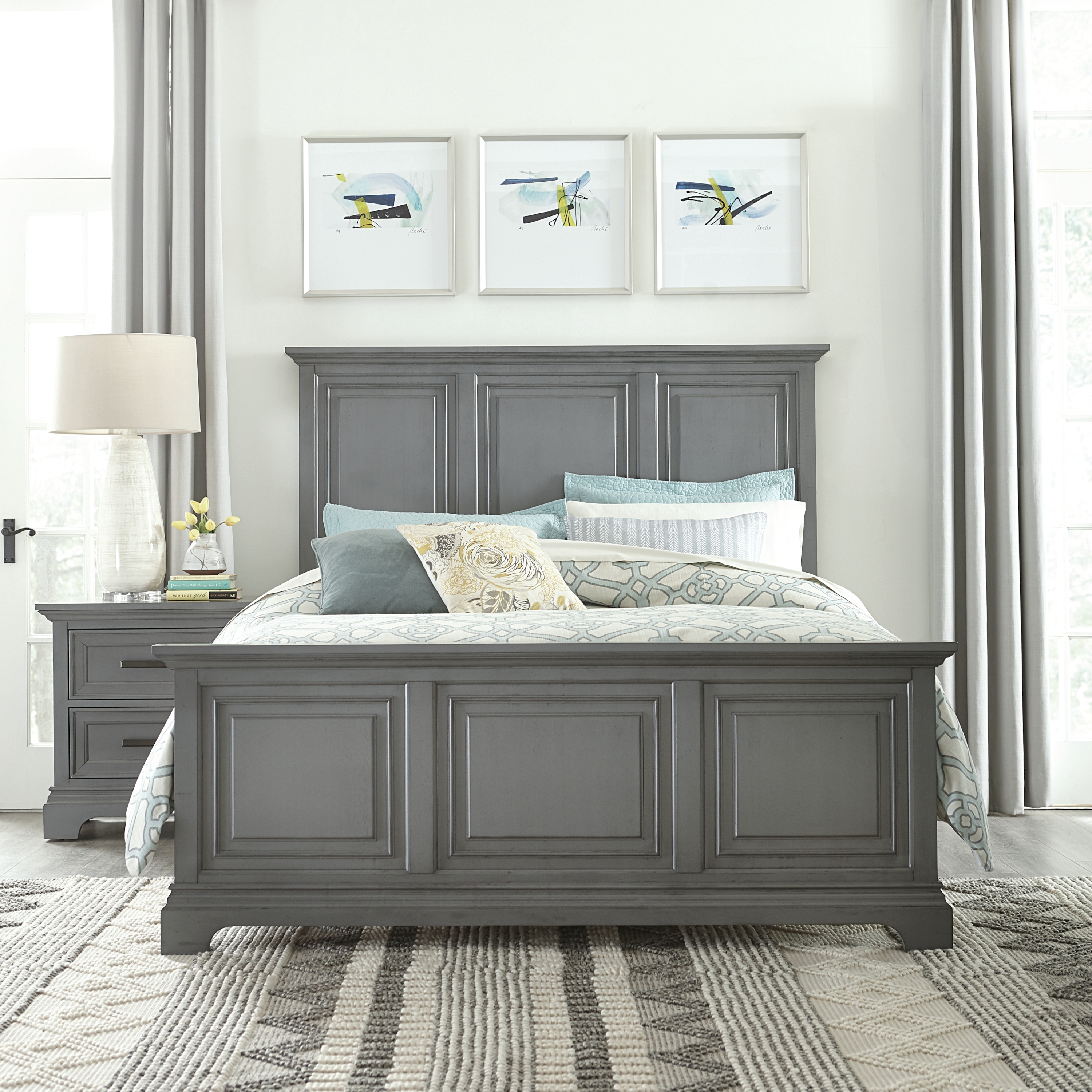 Transitional King Panel Bed