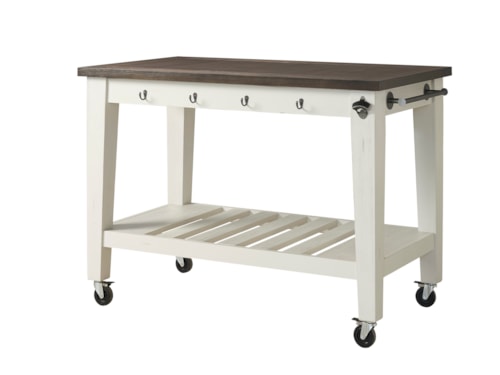 Farmhouse Two-Tone Kitchen Cart with Casters