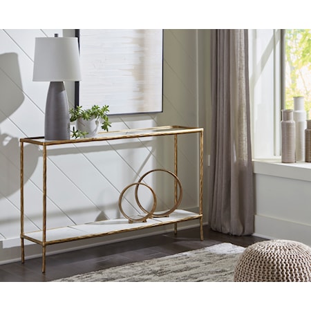 Antique Brass Finish Console Table