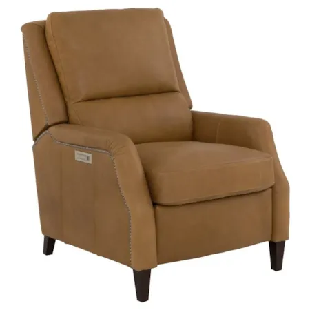 Leather Power Recliner w/Nailhead Trim