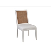 Costal Upholstered Side Chair with Wicker Seat Back