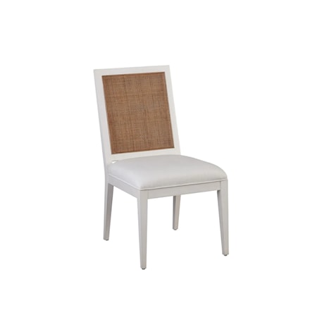 Upholstered Side Chair with Wicker Seat Back
