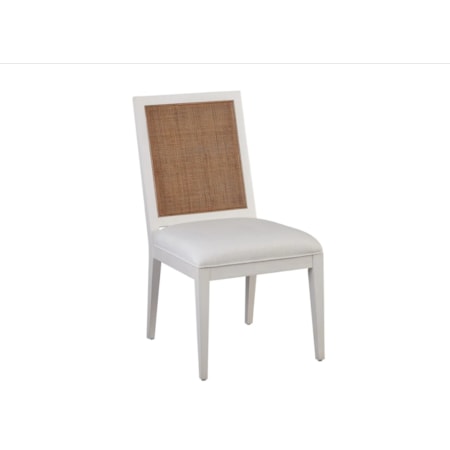 Upholstered Side Chair with Wicker Seat Back