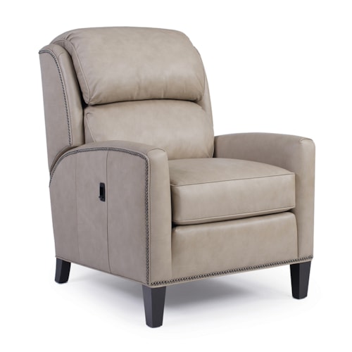 Transitional Leather High-Leg Tiltback Chair with Nailhead Trim