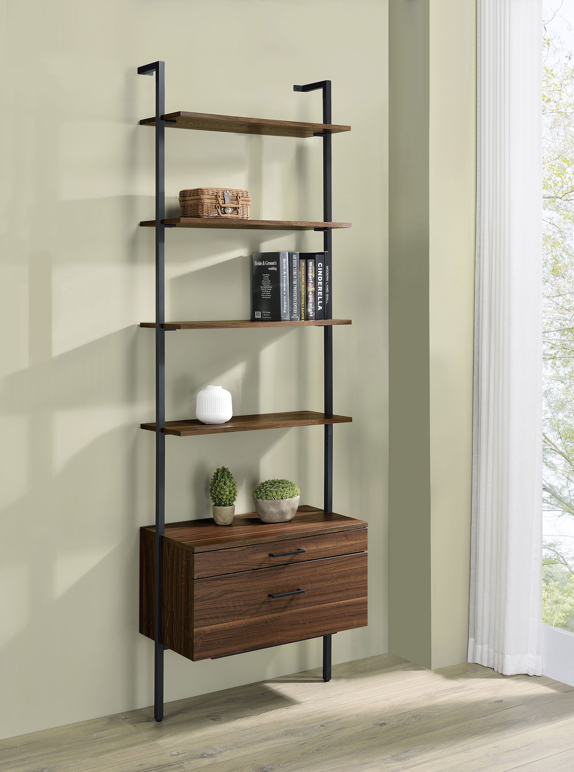 Owens 31-inch 4-shelf Storage Wall Bookshelf